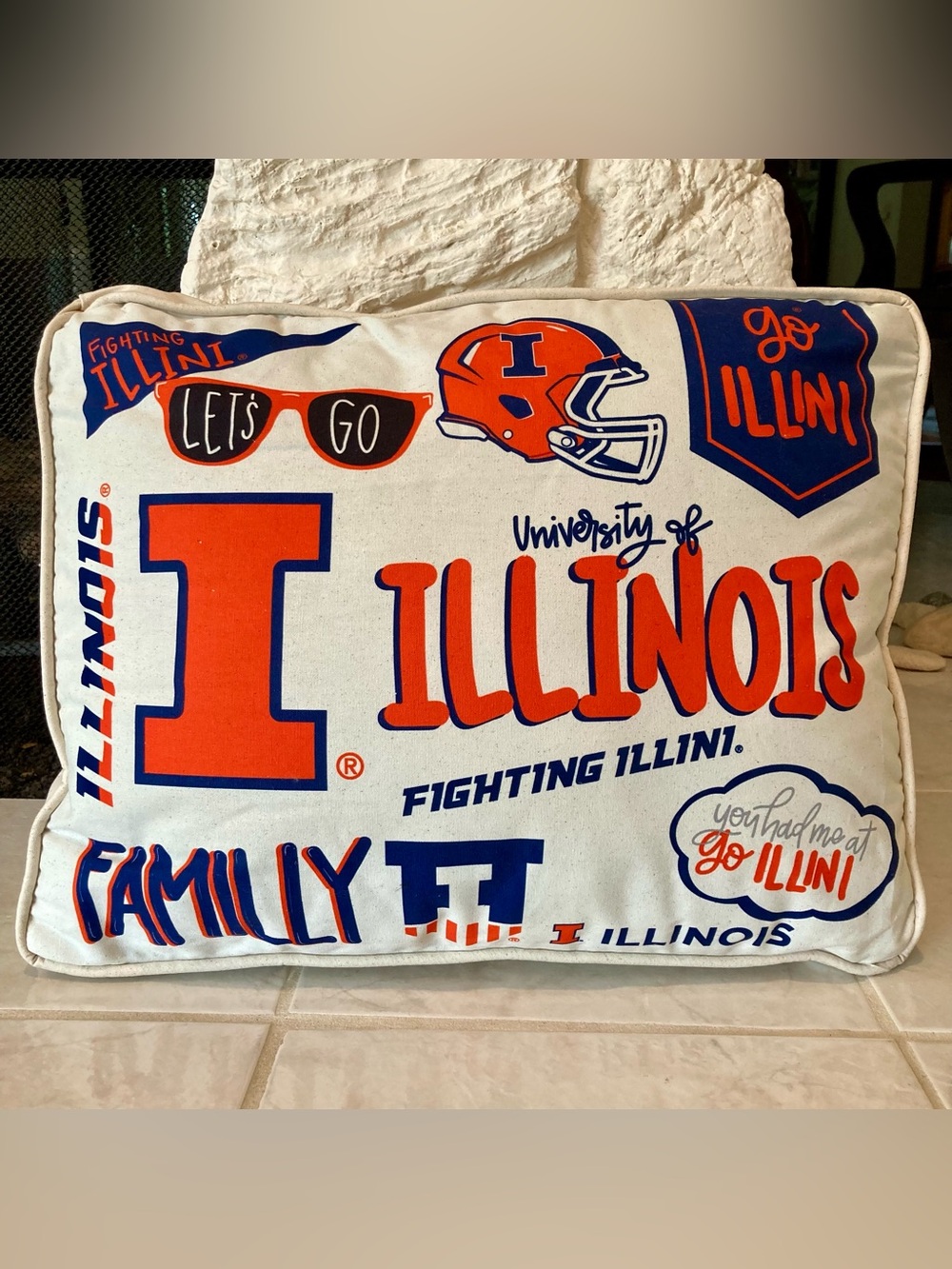 NWT University of Illinois Fighting Illini  decorative throw pillow
